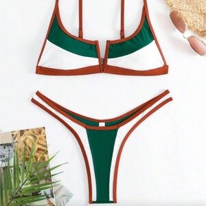 Green, White and Red Bikini